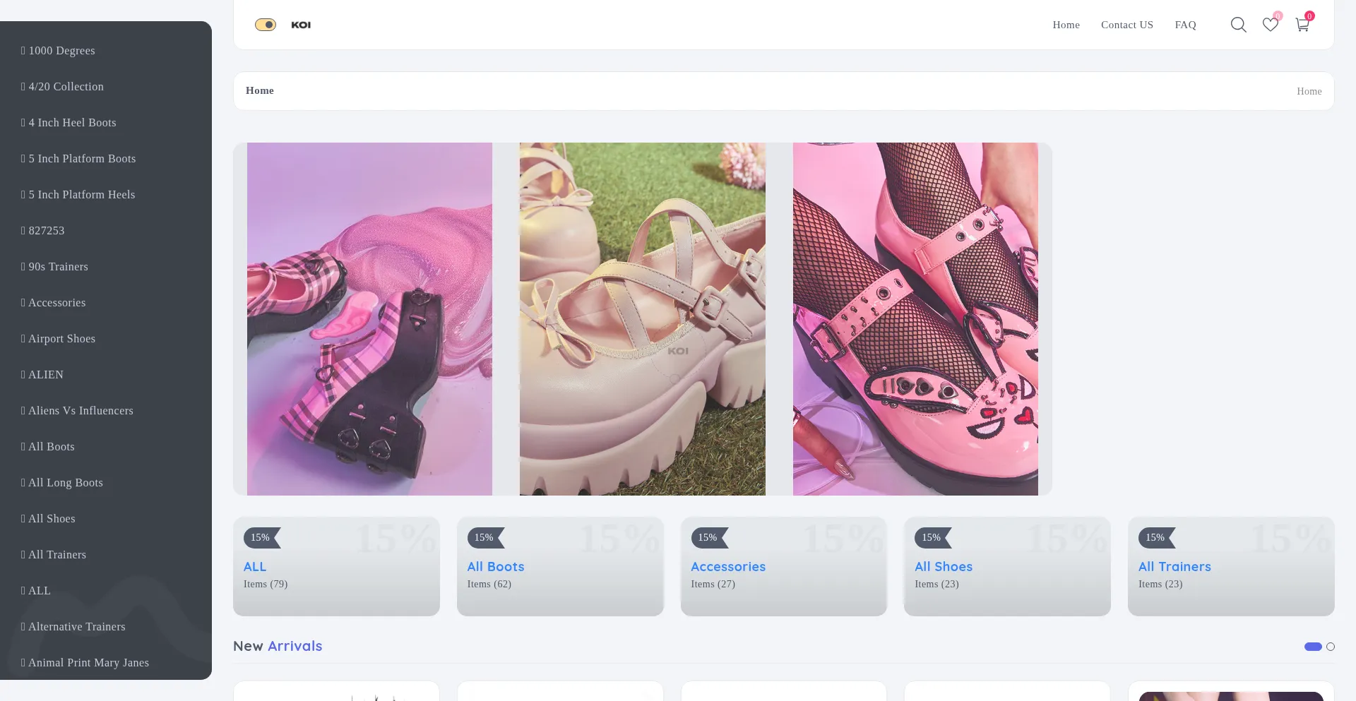 Website screenshot of Koifootwears.shop