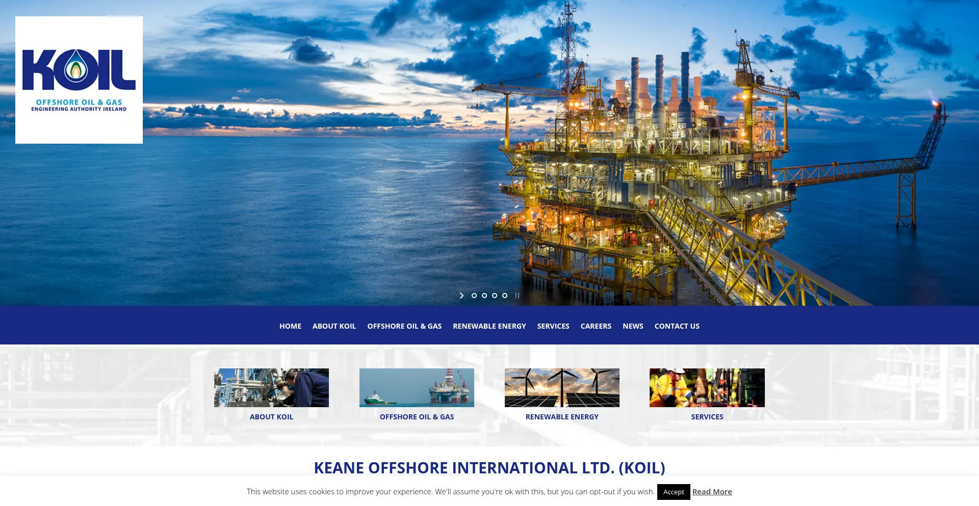 Website screenshot of Koil.ie