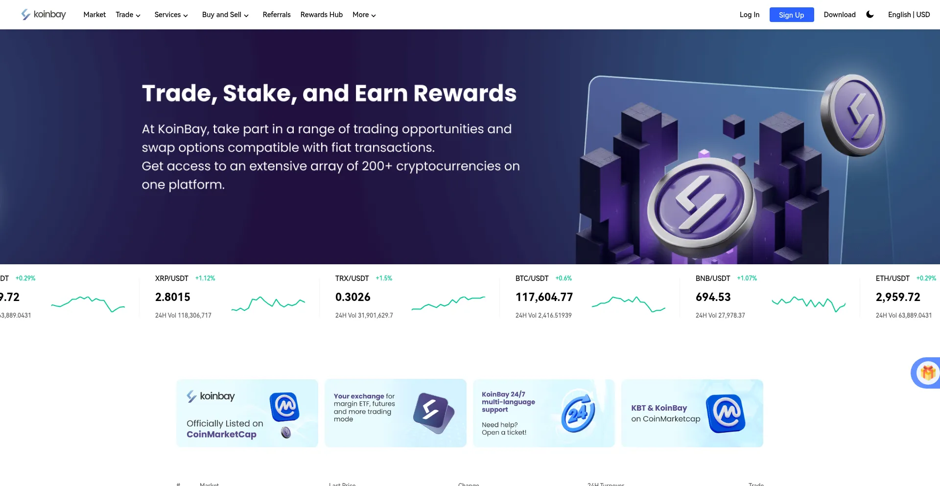 Website screenshot of Koinbay.com