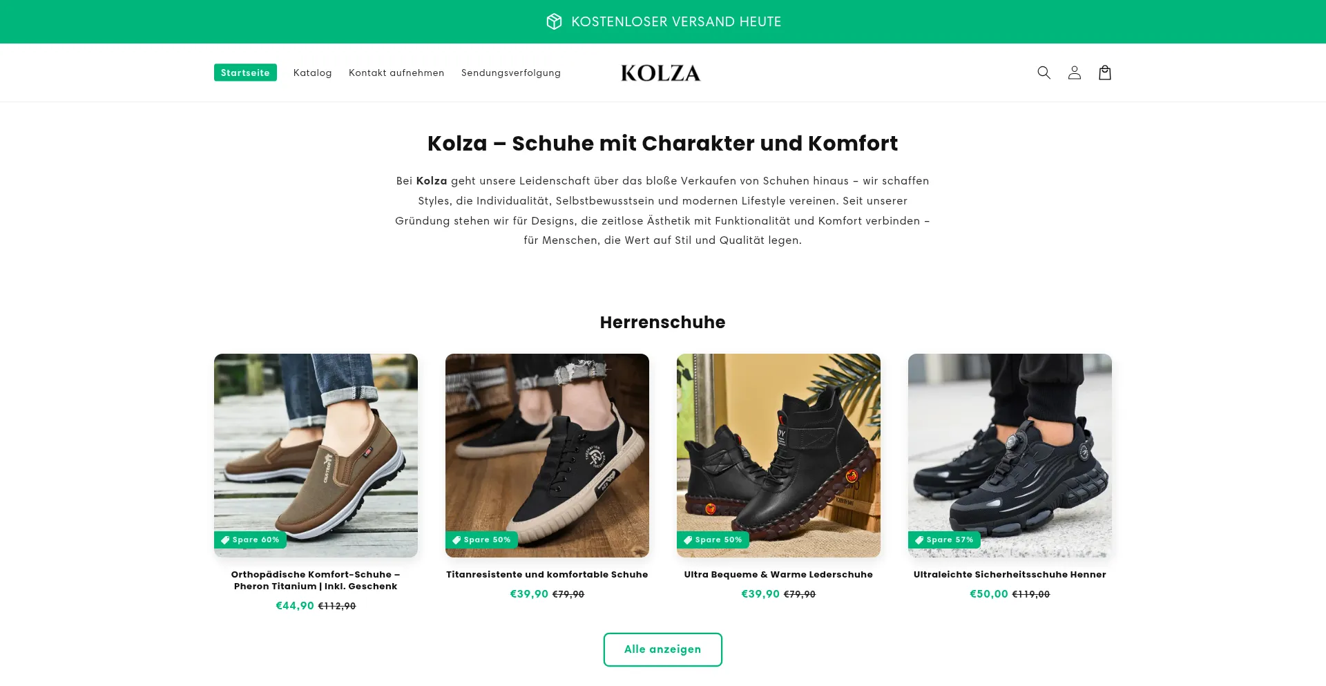 Website screenshot of Kolzashop.com