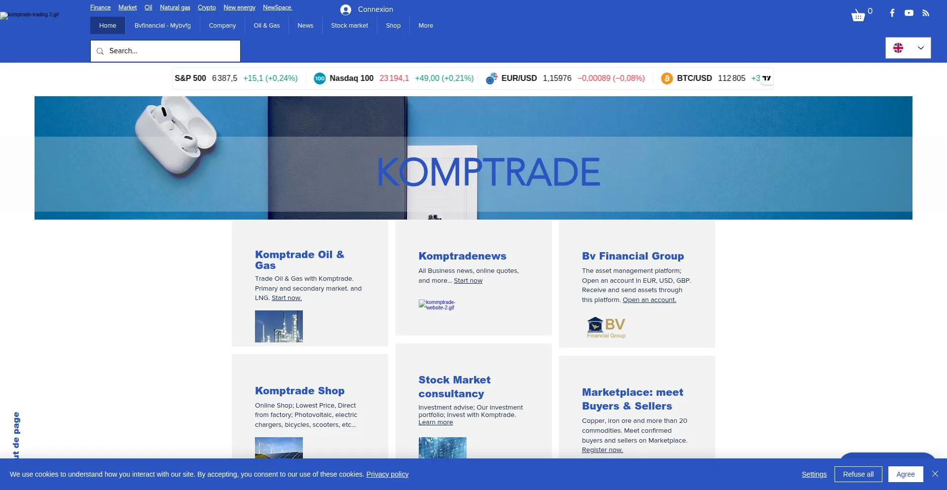 Website screenshot of Komptrade.com
