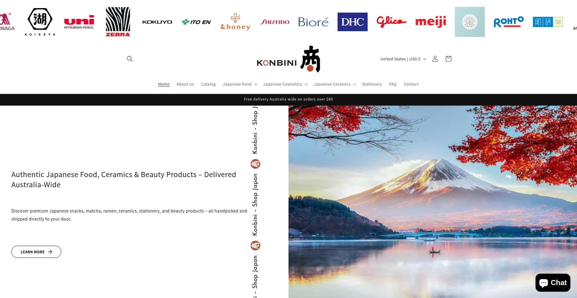 Website screenshot of Konbini.com.au