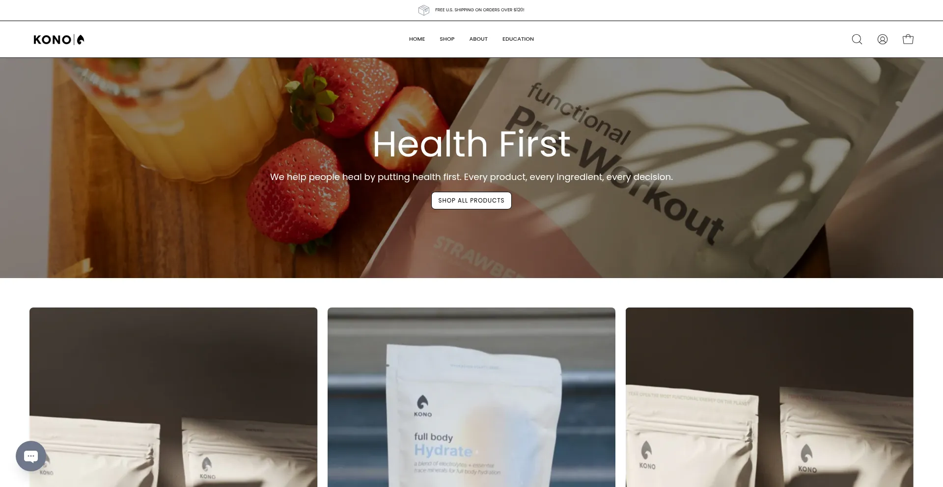 Website screenshot of Kononutrition.com