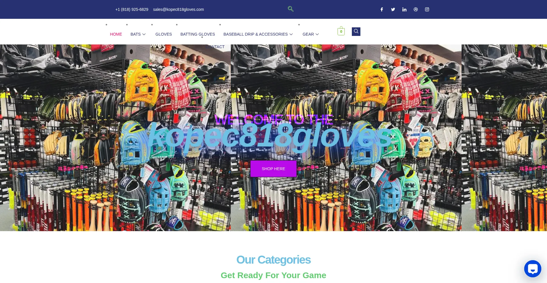 Website screenshot of Kopec818gloves.com