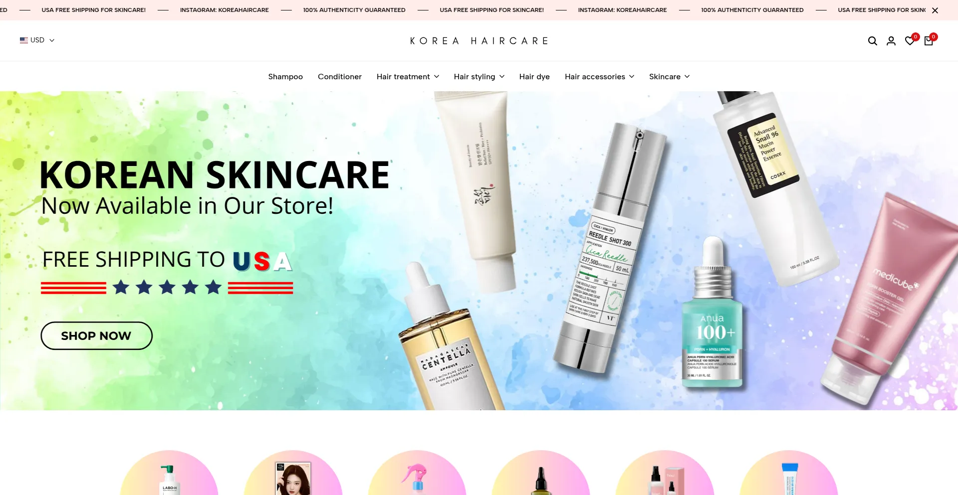 Website screenshot of Koreahaircare.com