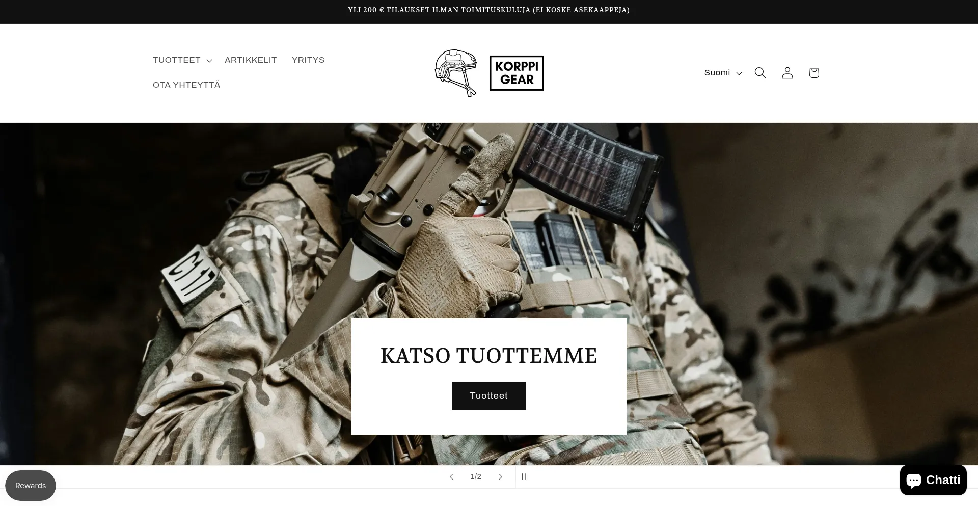 Website screenshot of Korppigear.fi