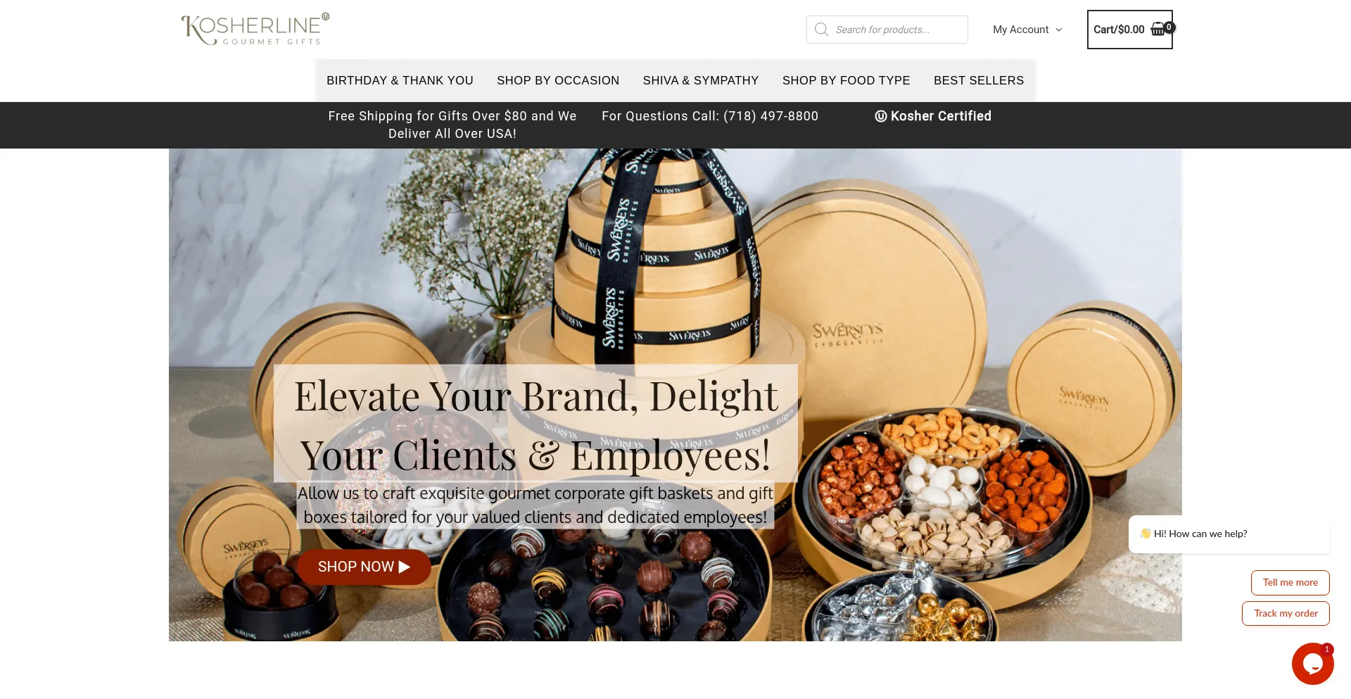 Website screenshot of Kosherline.com