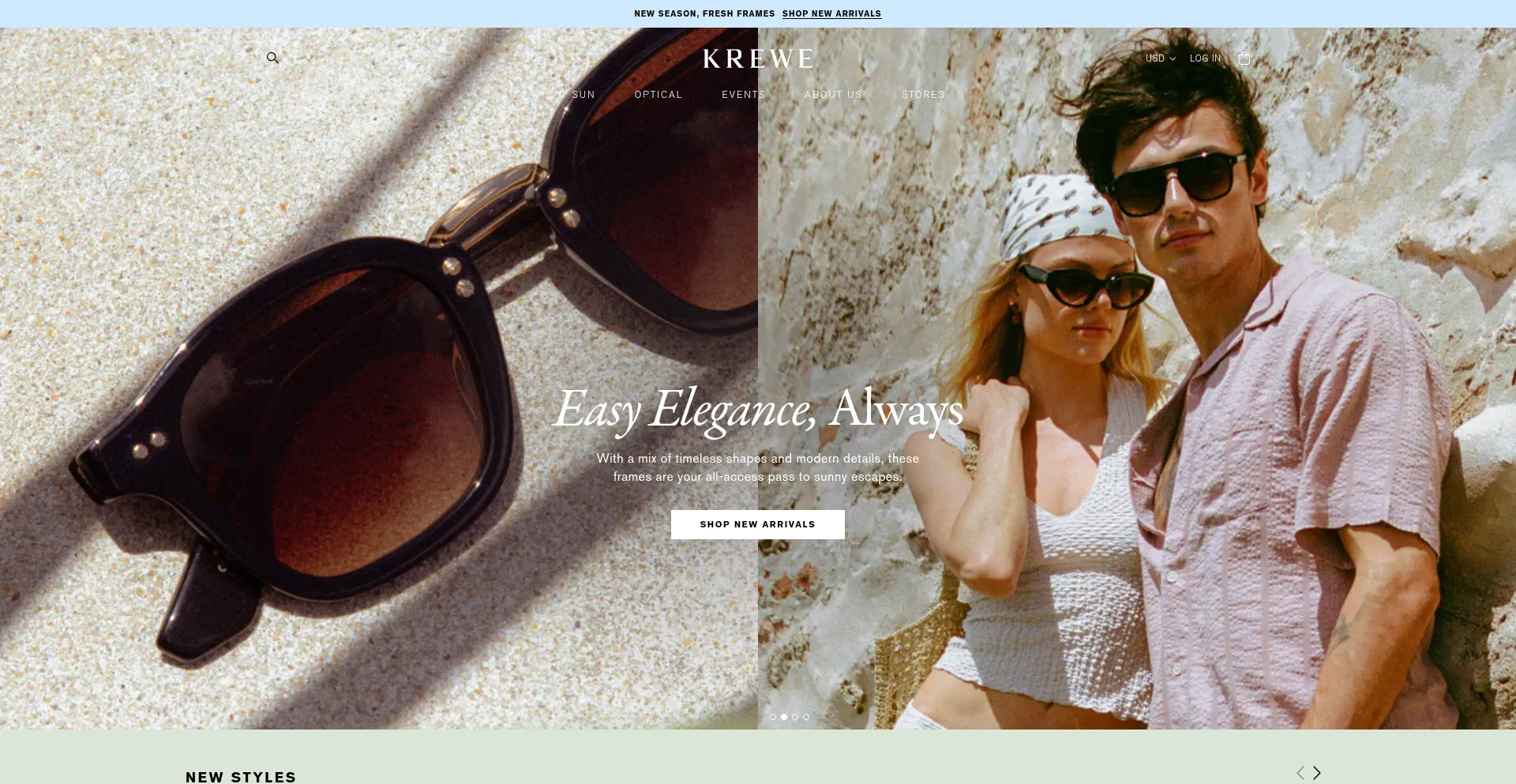 Website screenshot of Krewe.com