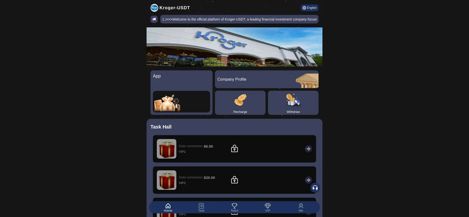 Website screenshot of Krogertrx.vip