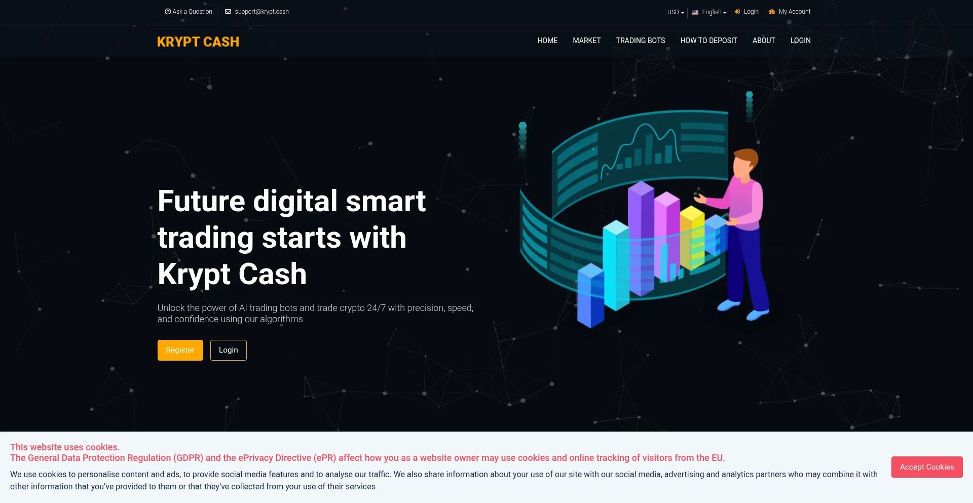 Website screenshot of Krypt.cash