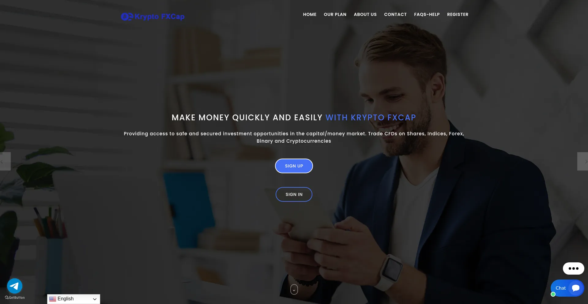 Website screenshot of Kryptofxcap.com