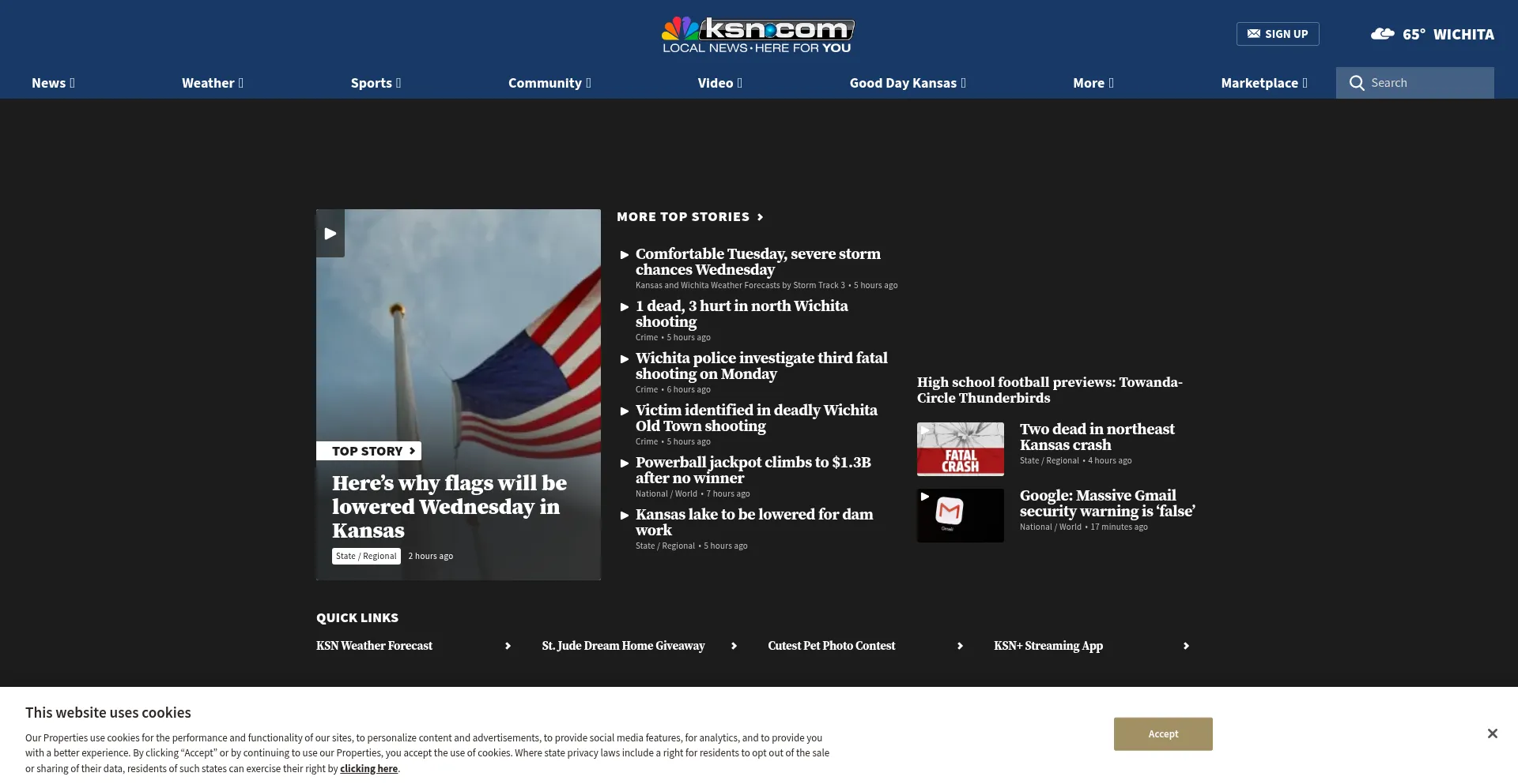 Website screenshot of Ksn.com