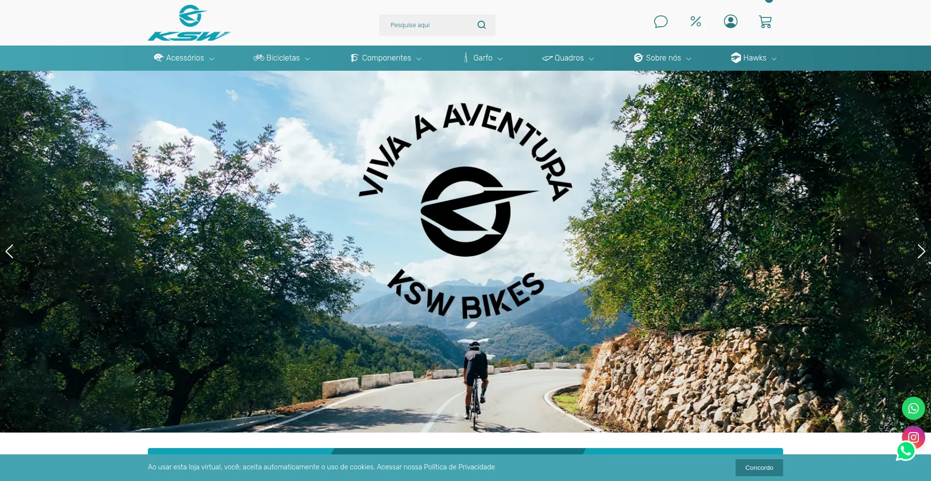 Website screenshot of Kswbikes.com.br