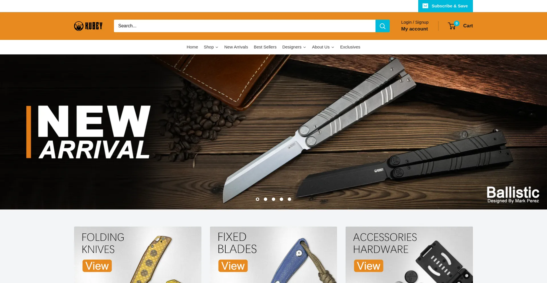 Website screenshot of Kubeyknife.com