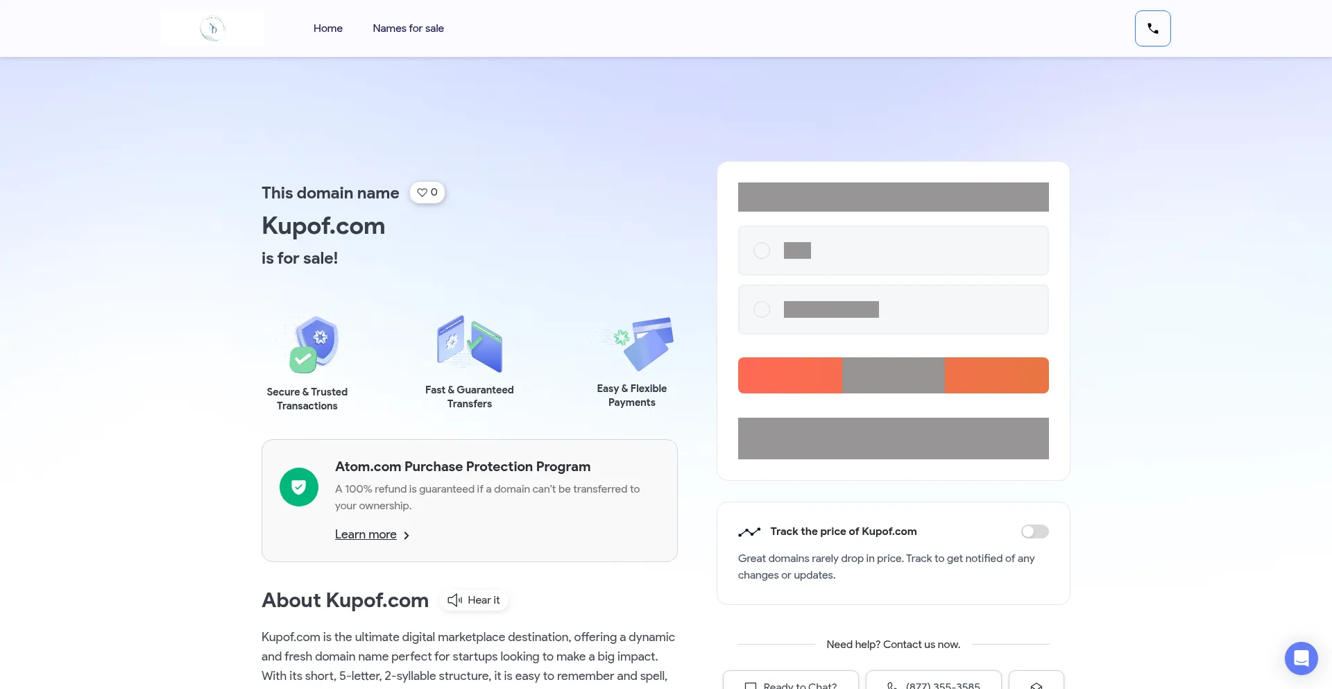 Website screenshot of Kupof.com