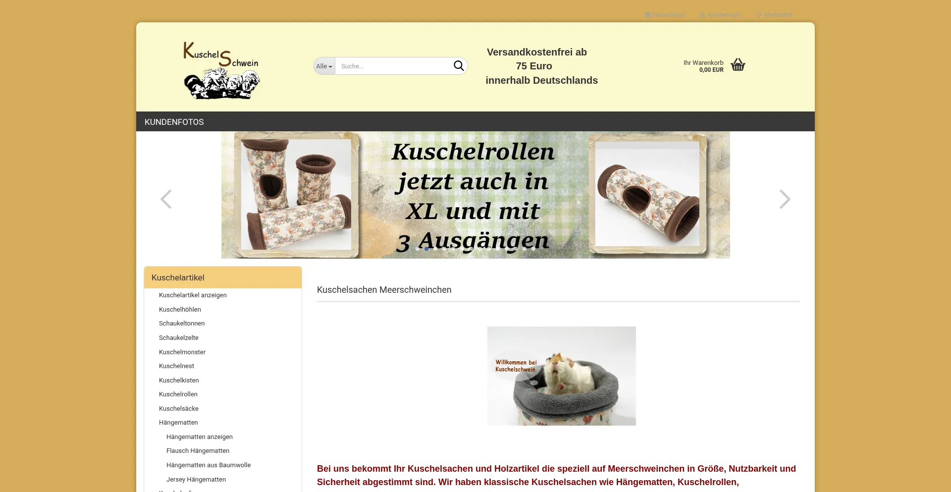 Website screenshot of Kuschelschwein.de