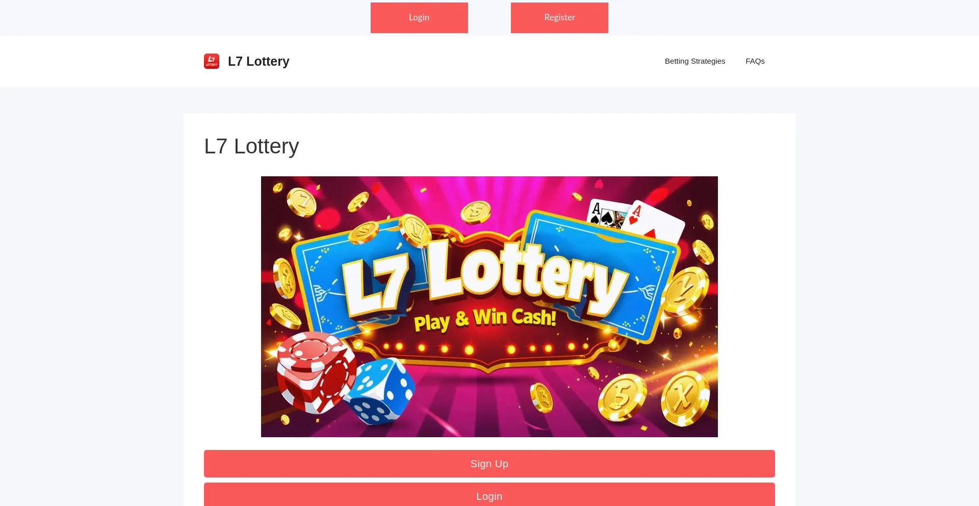 Website screenshot of L7lottery.net