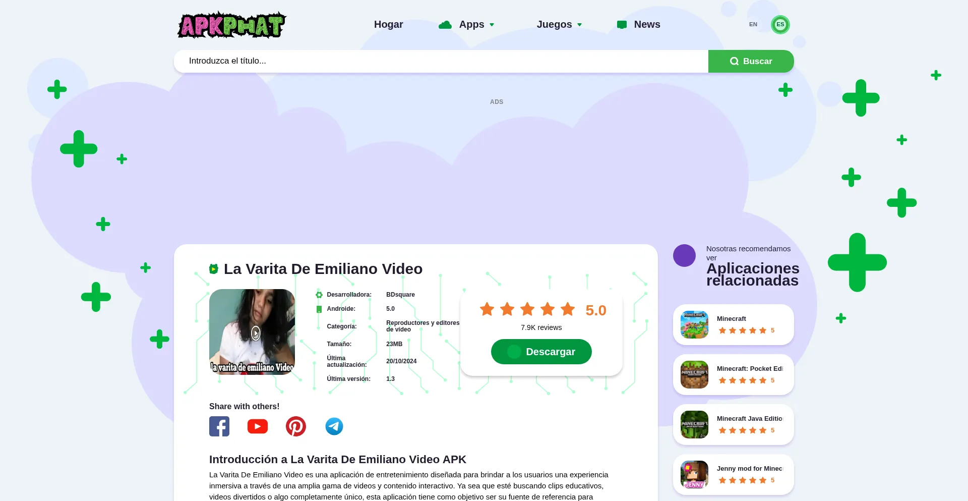 Website screenshot of La-varita-de-emiliano-video.es.apkphat.io