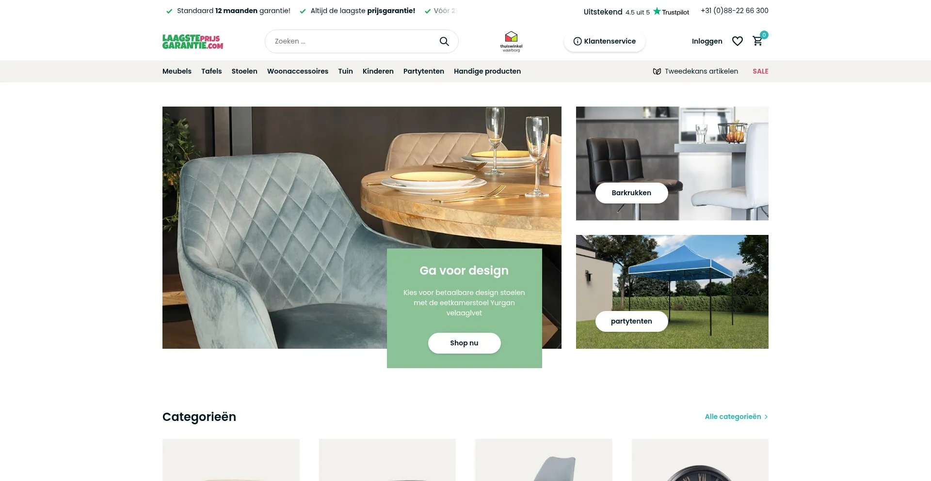 Website screenshot of Laagsteprijsgarantie.com