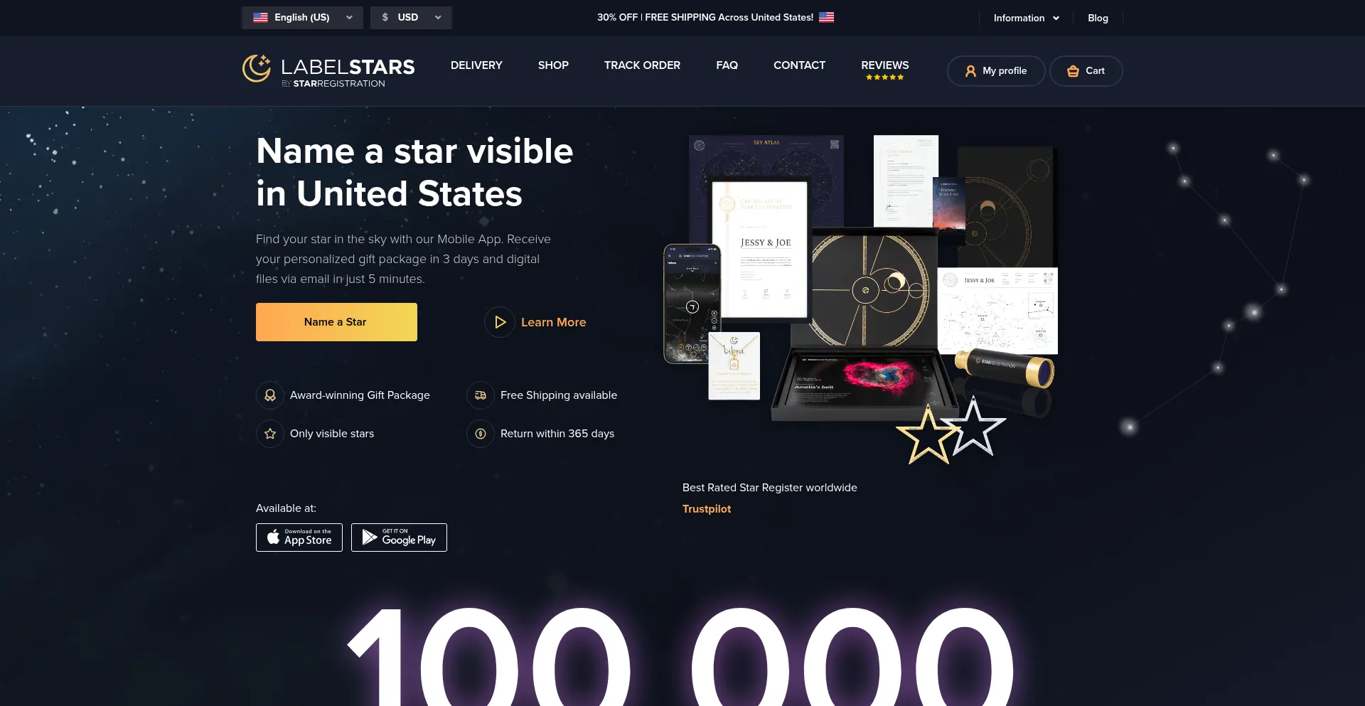 Website screenshot of Labelstars.com