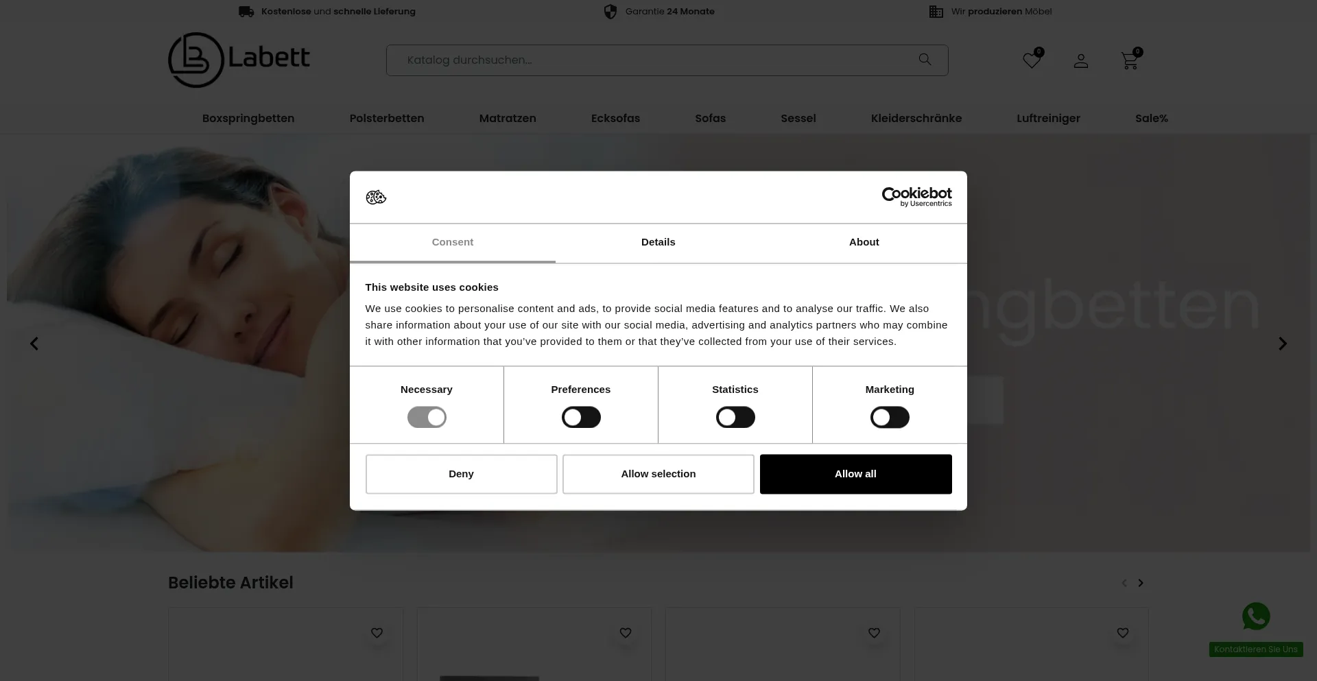 Website screenshot of Labett.de