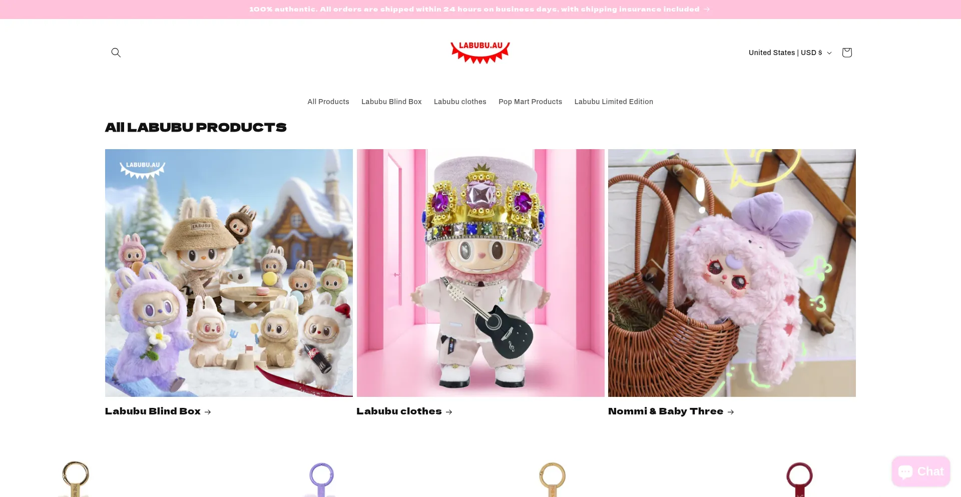 Website screenshot of Labubu.au