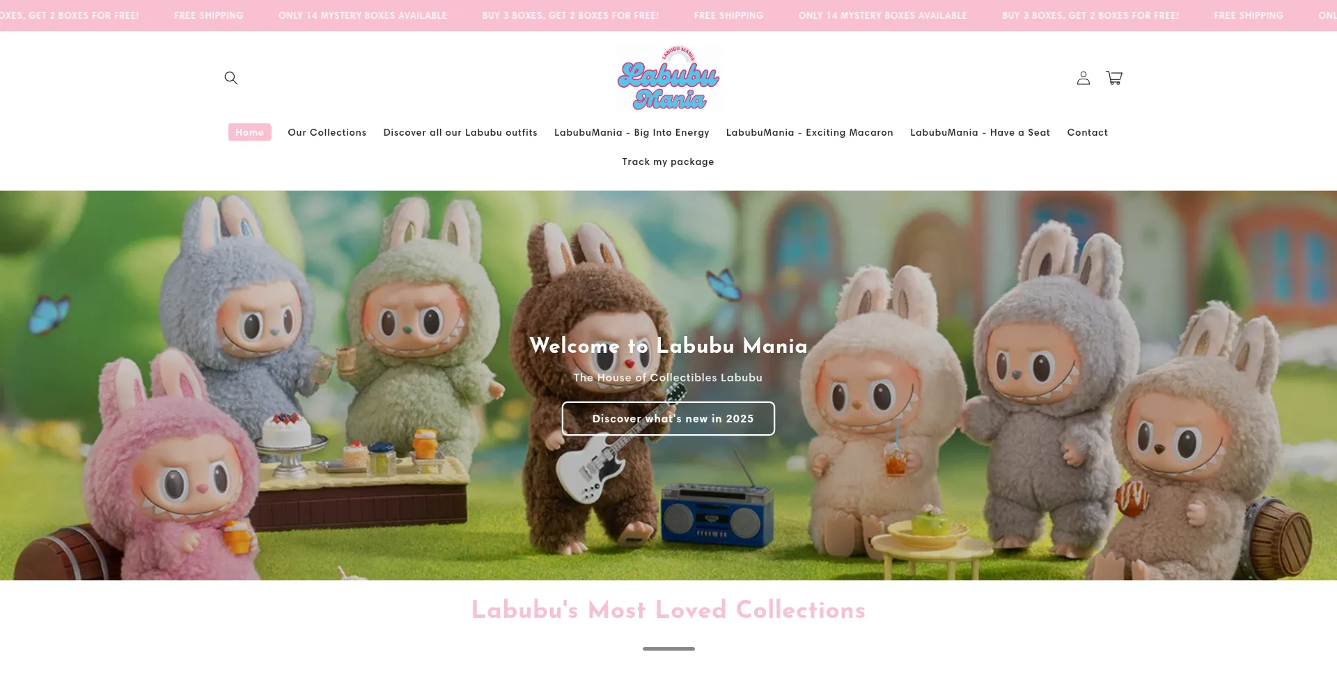 Website screenshot of Labubumania.eu
