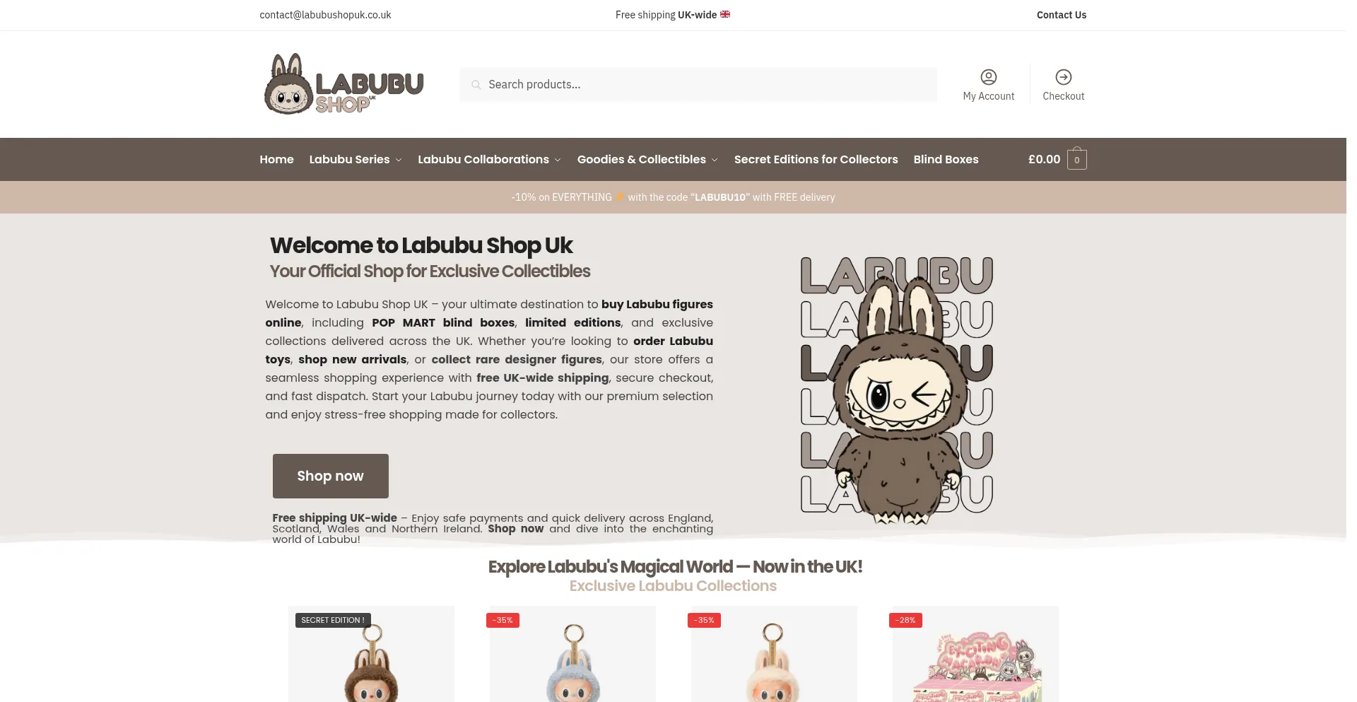 Website screenshot of Labubushopuk.co.uk