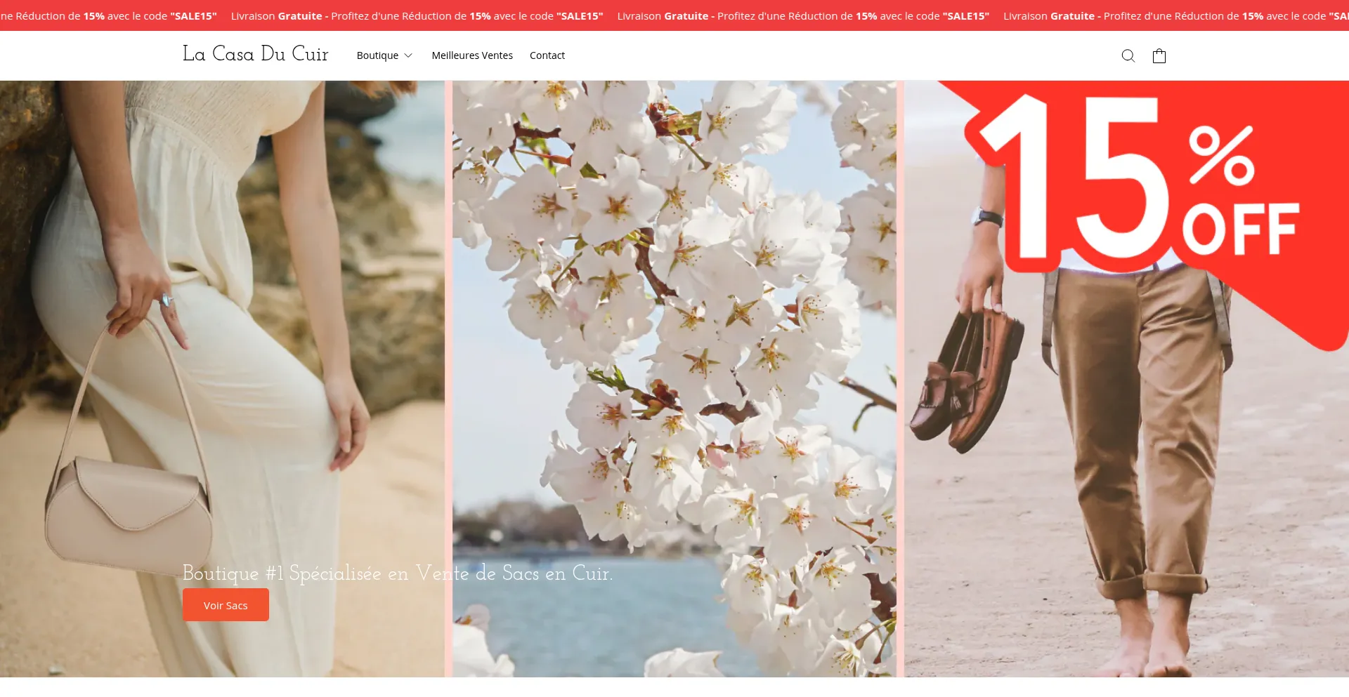Website screenshot of Lacasaducuir.com