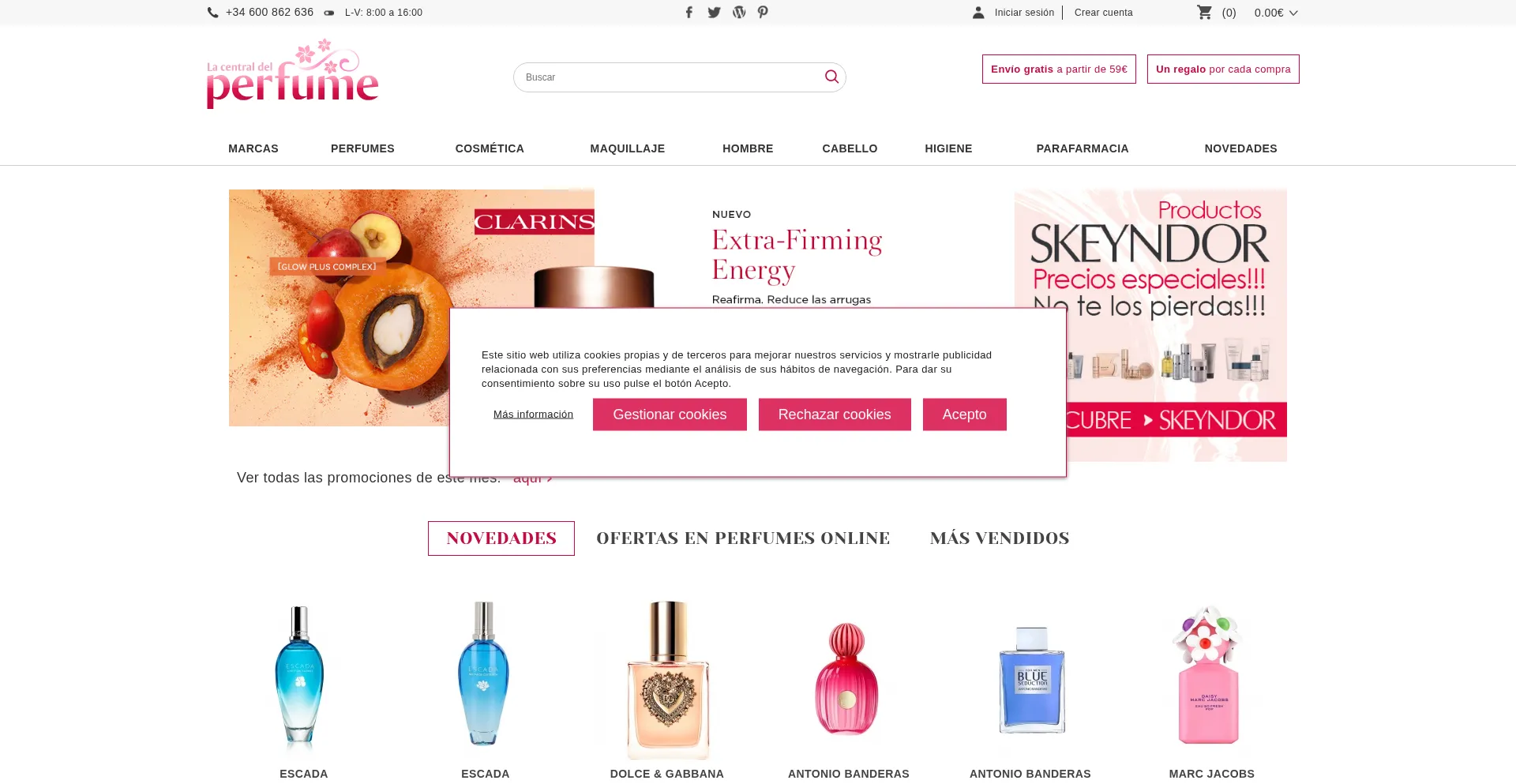 Website screenshot of Lacentraldelperfume.com