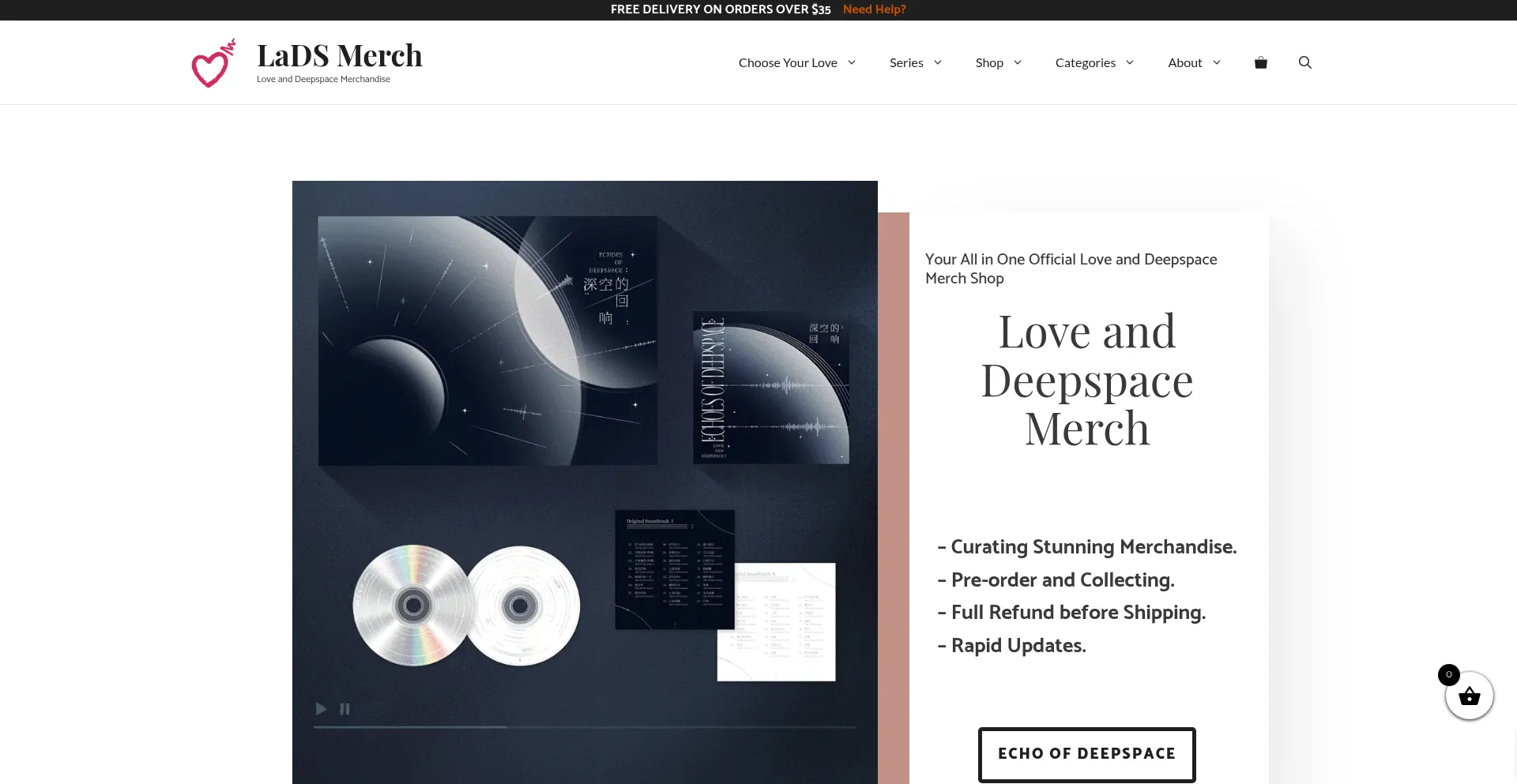 Website screenshot of Ladsmerch.com