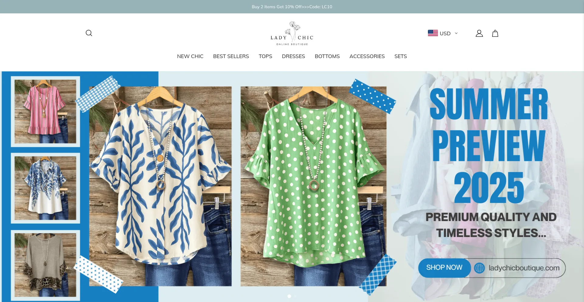 Website screenshot of Ladychicboutique.com