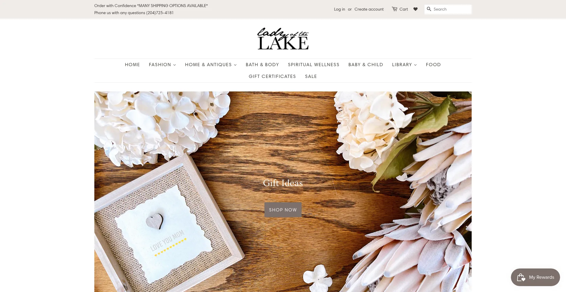 Website screenshot of Ladyofthelakeshop.ca