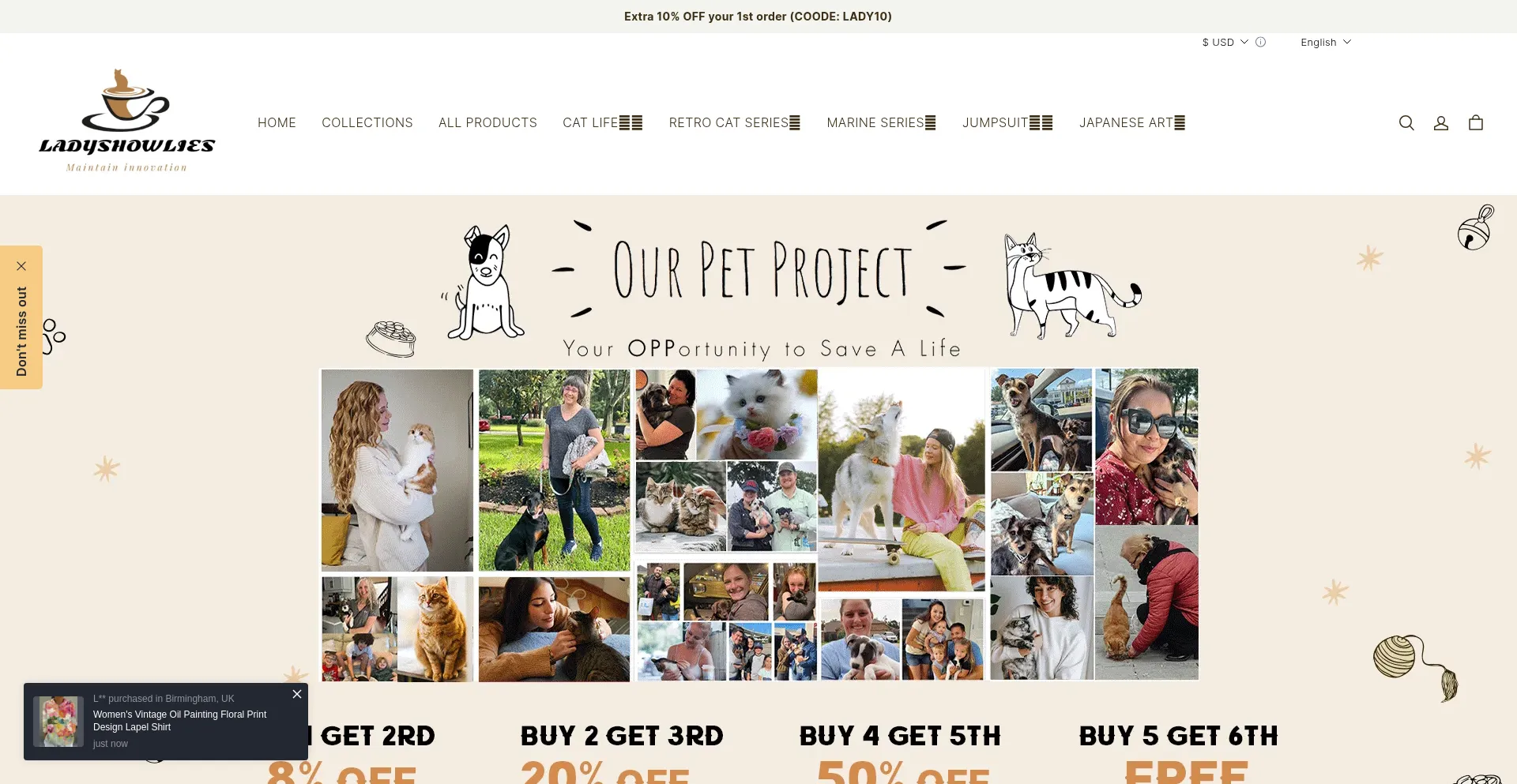 Website screenshot of Ladyshowlies.com