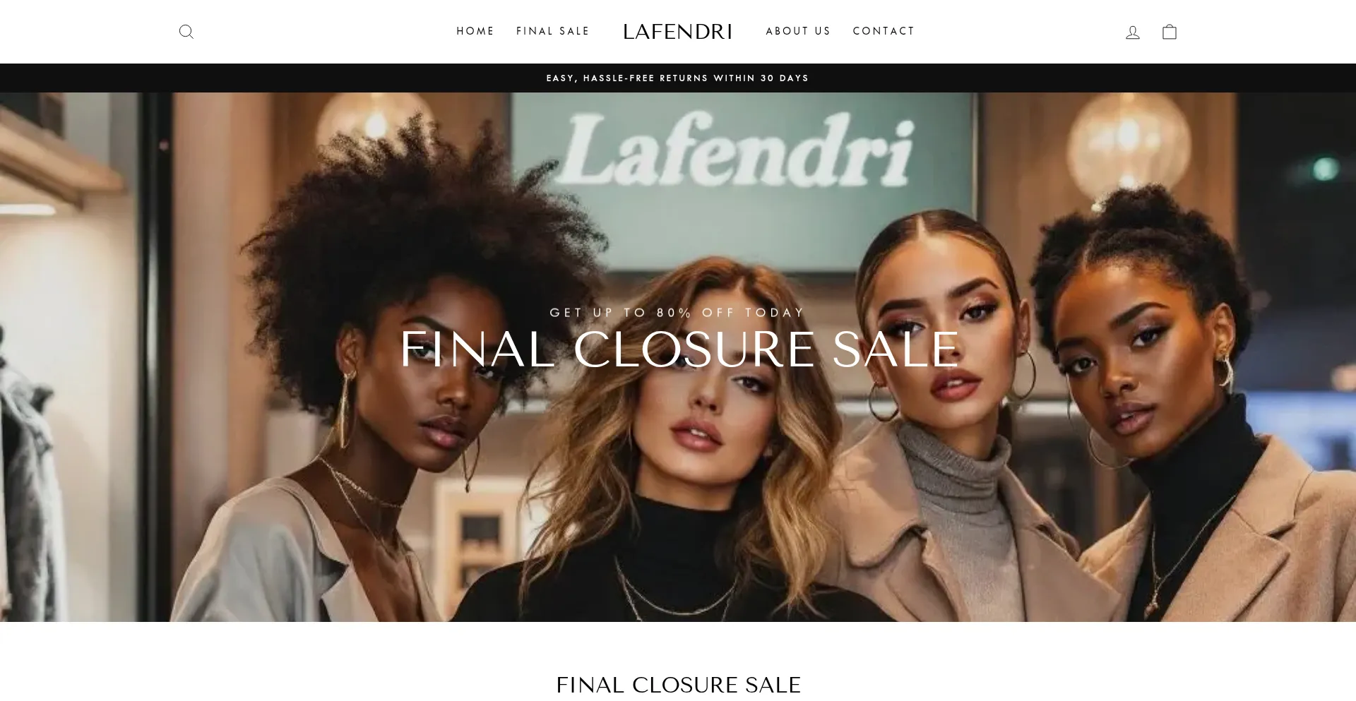 Website screenshot of Lafendri.com