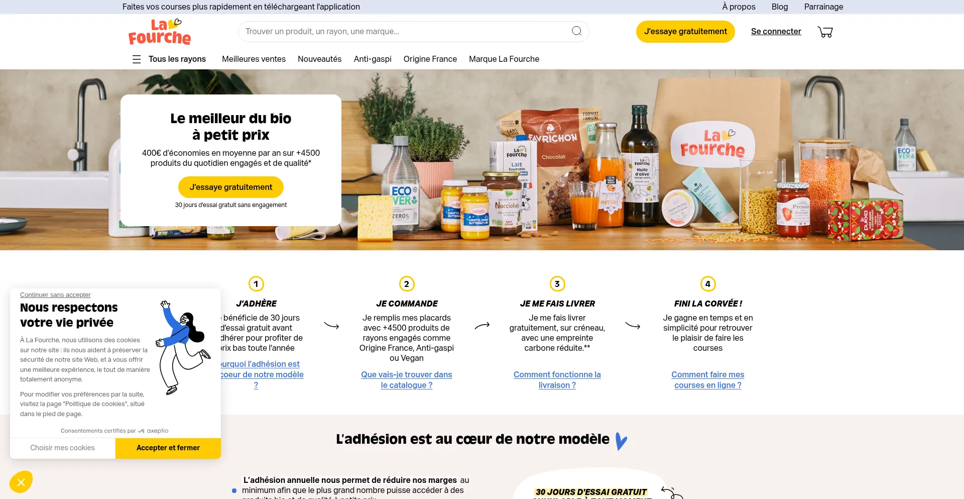 Website screenshot of Lafourche.fr