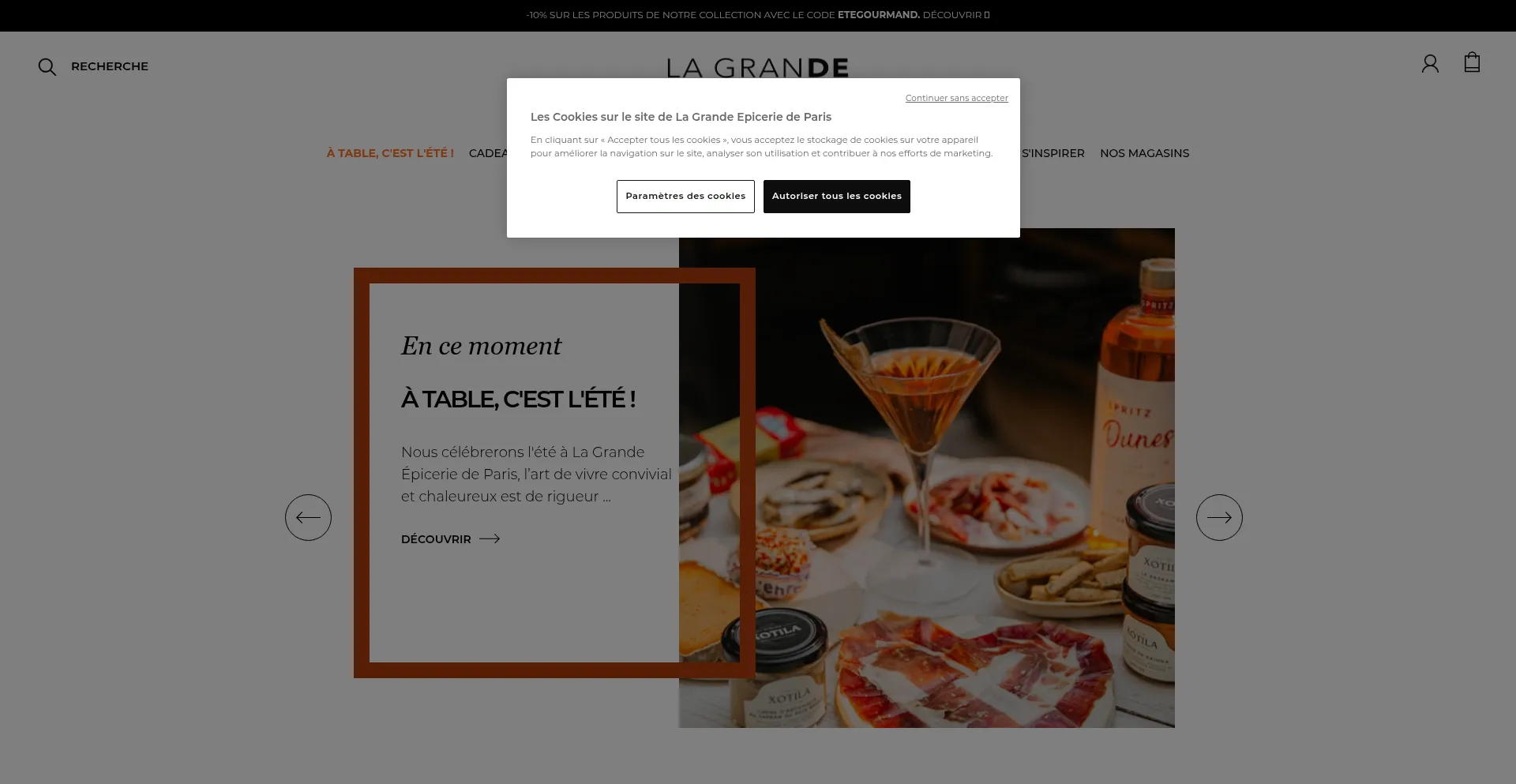 Website screenshot of Lagrandeepicerie.com