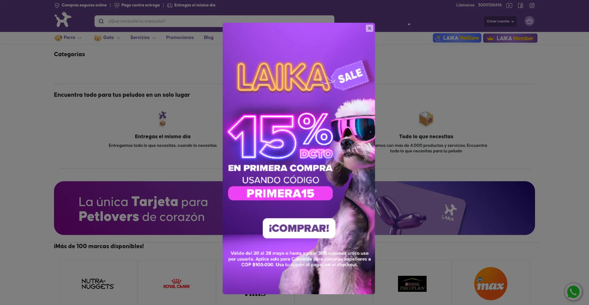 Website screenshot of Laika.com.co