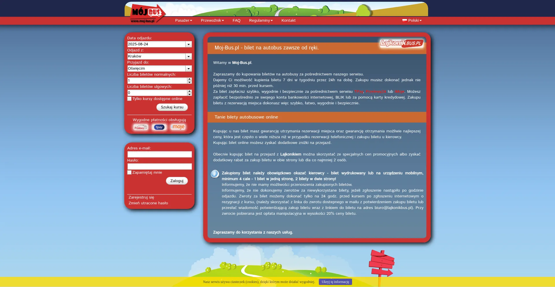 Website screenshot of Lajkonik.moj-bus.pl