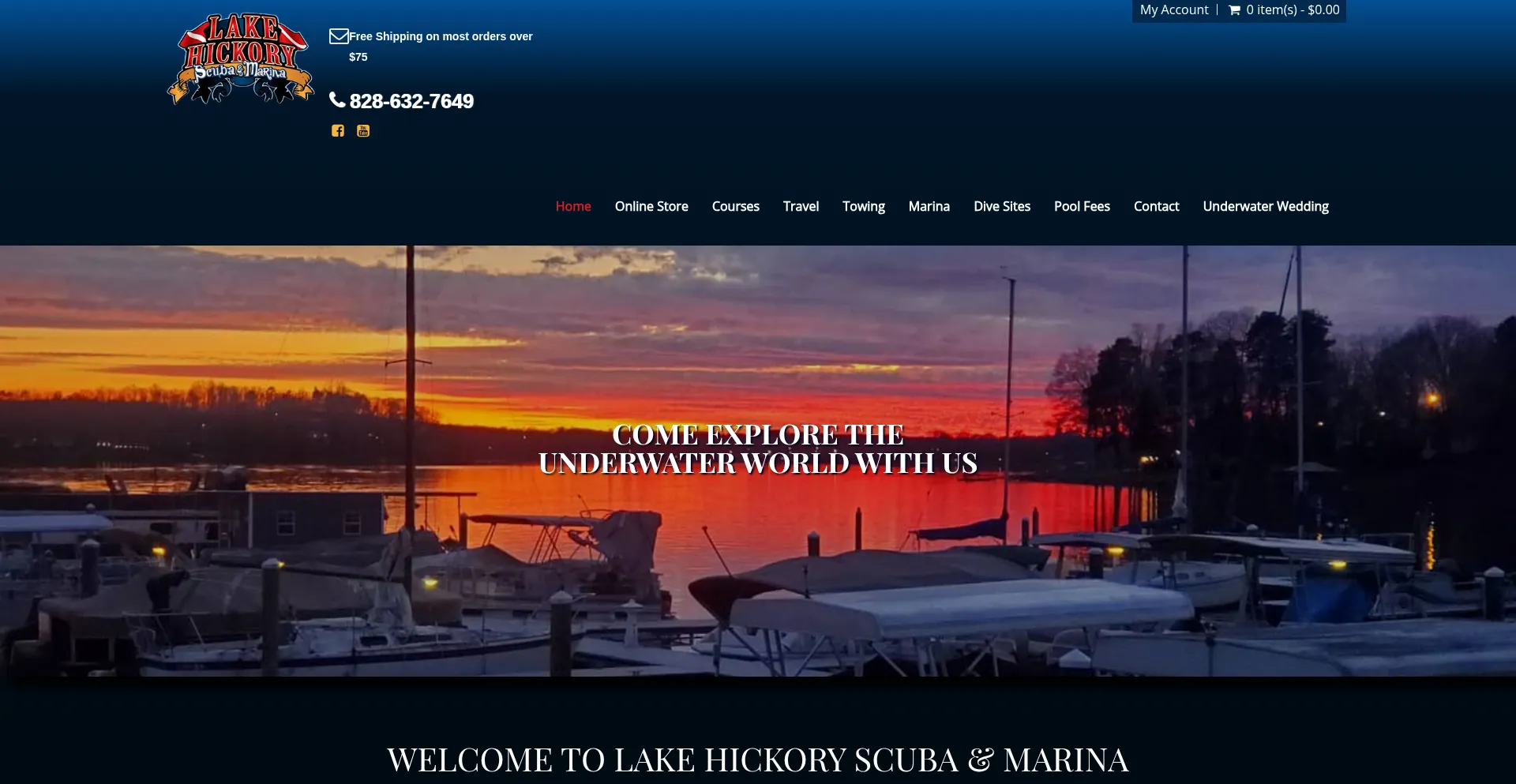 Website screenshot of Lakehickoryscuba.com