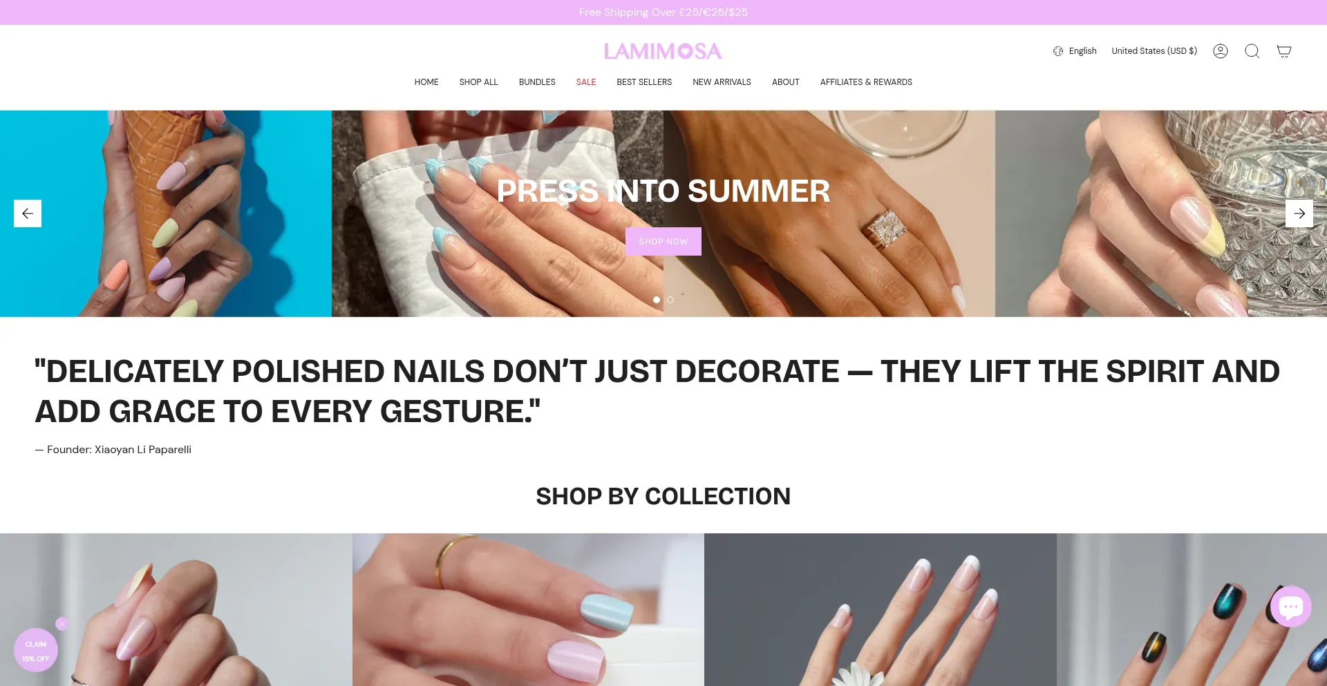 Website screenshot of Lamimosabeauty.com