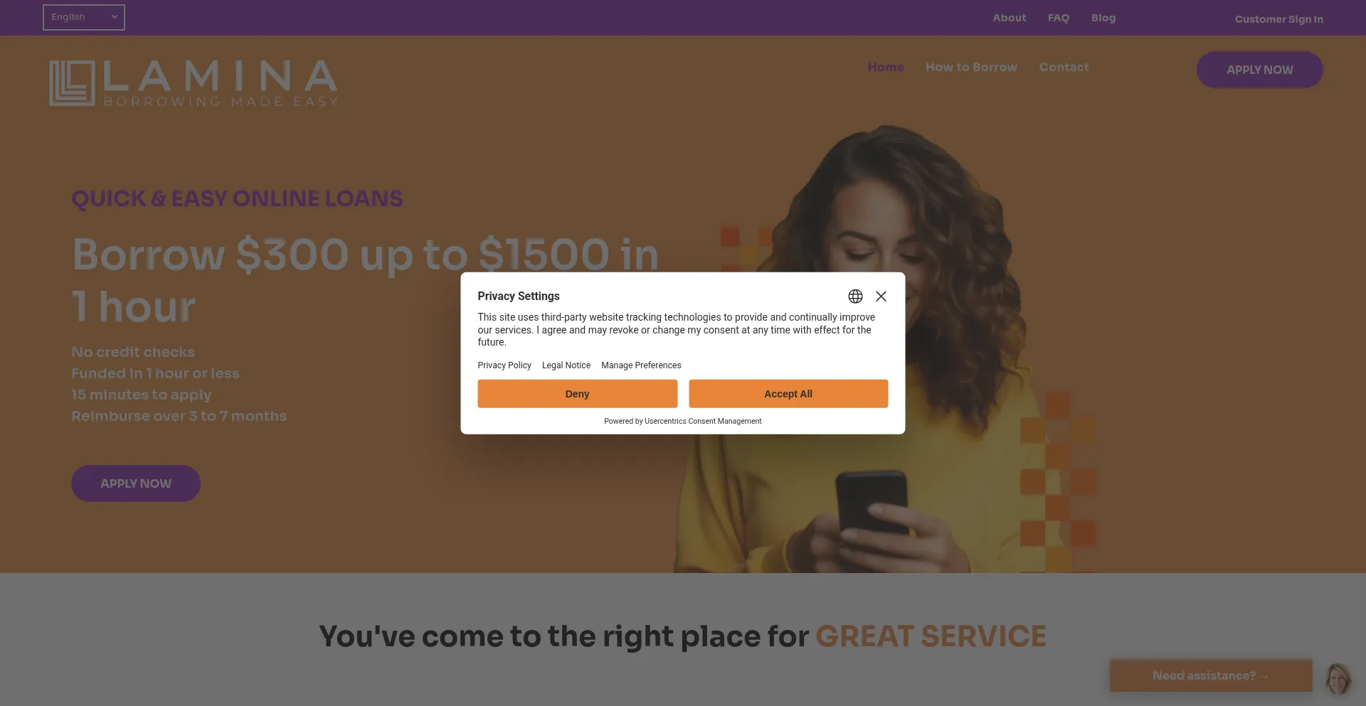 Website screenshot of Lamina.ca