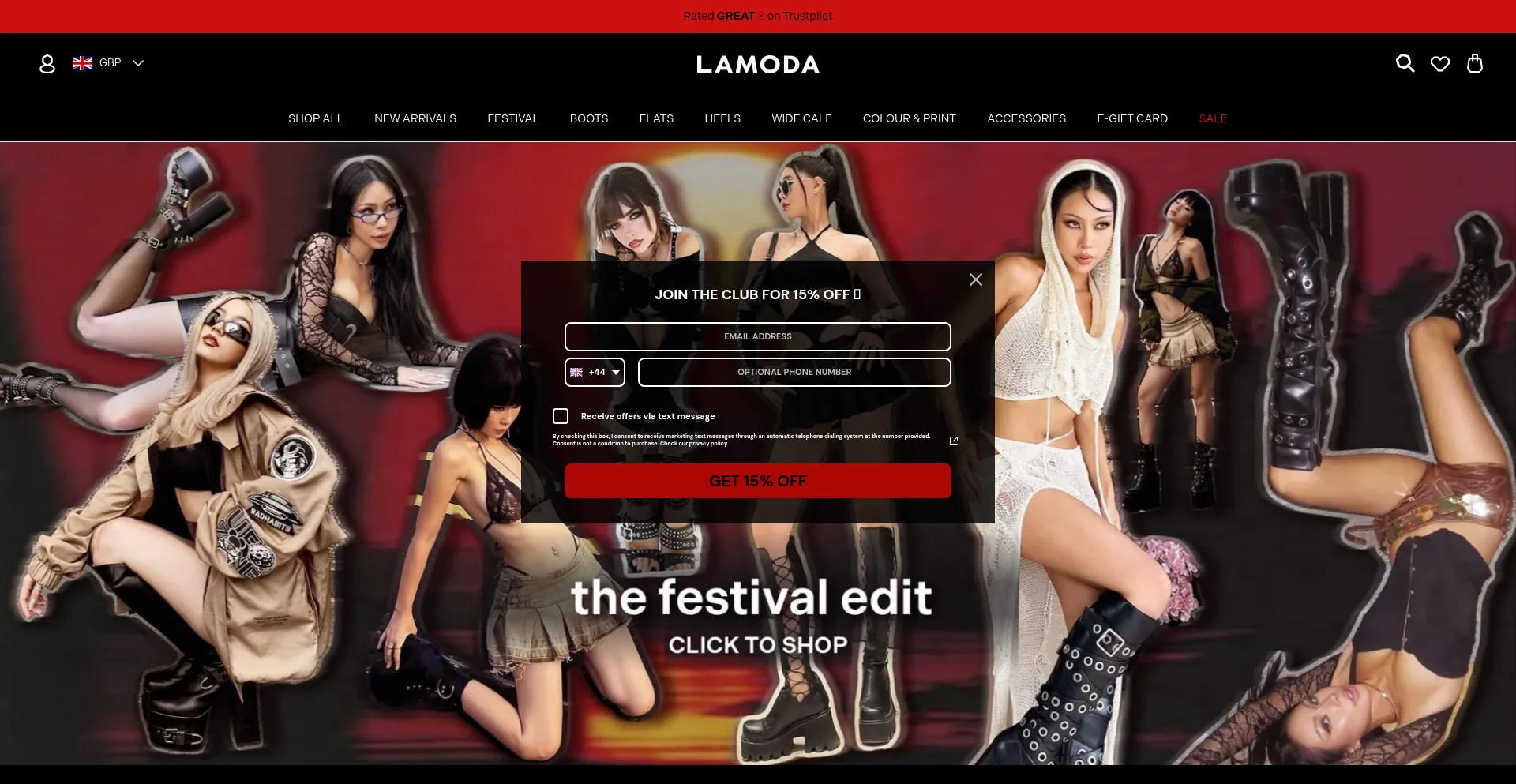 Website screenshot of Lamoda.co.uk
