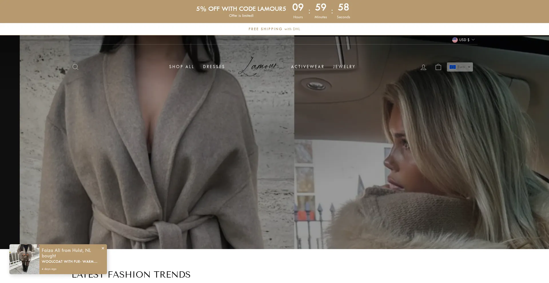 Website screenshot of Lamourmodestee.store