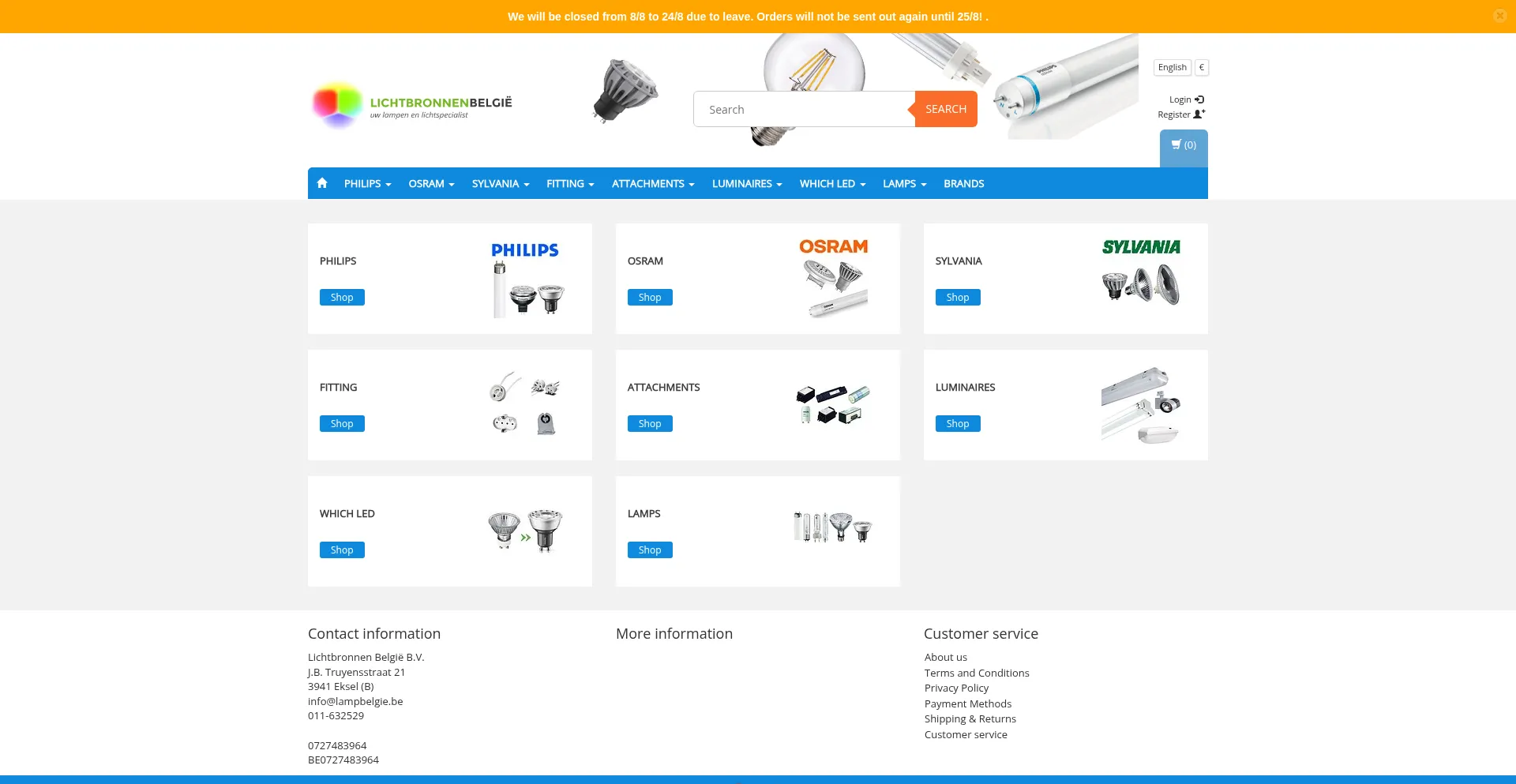 Website screenshot of Lampbelgie.be