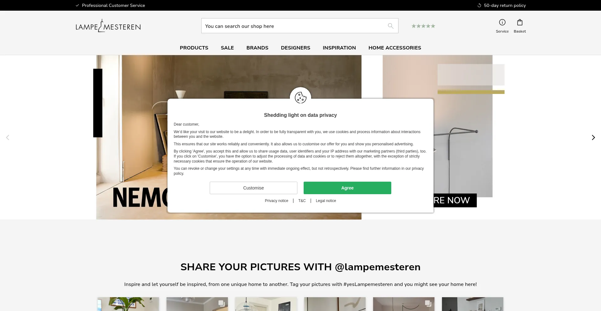 Website screenshot of Lampemesteren.com