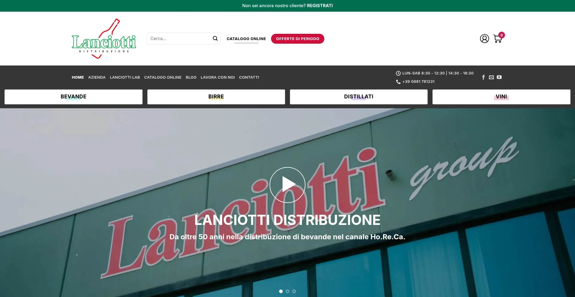 Website screenshot of Lanciotti.it