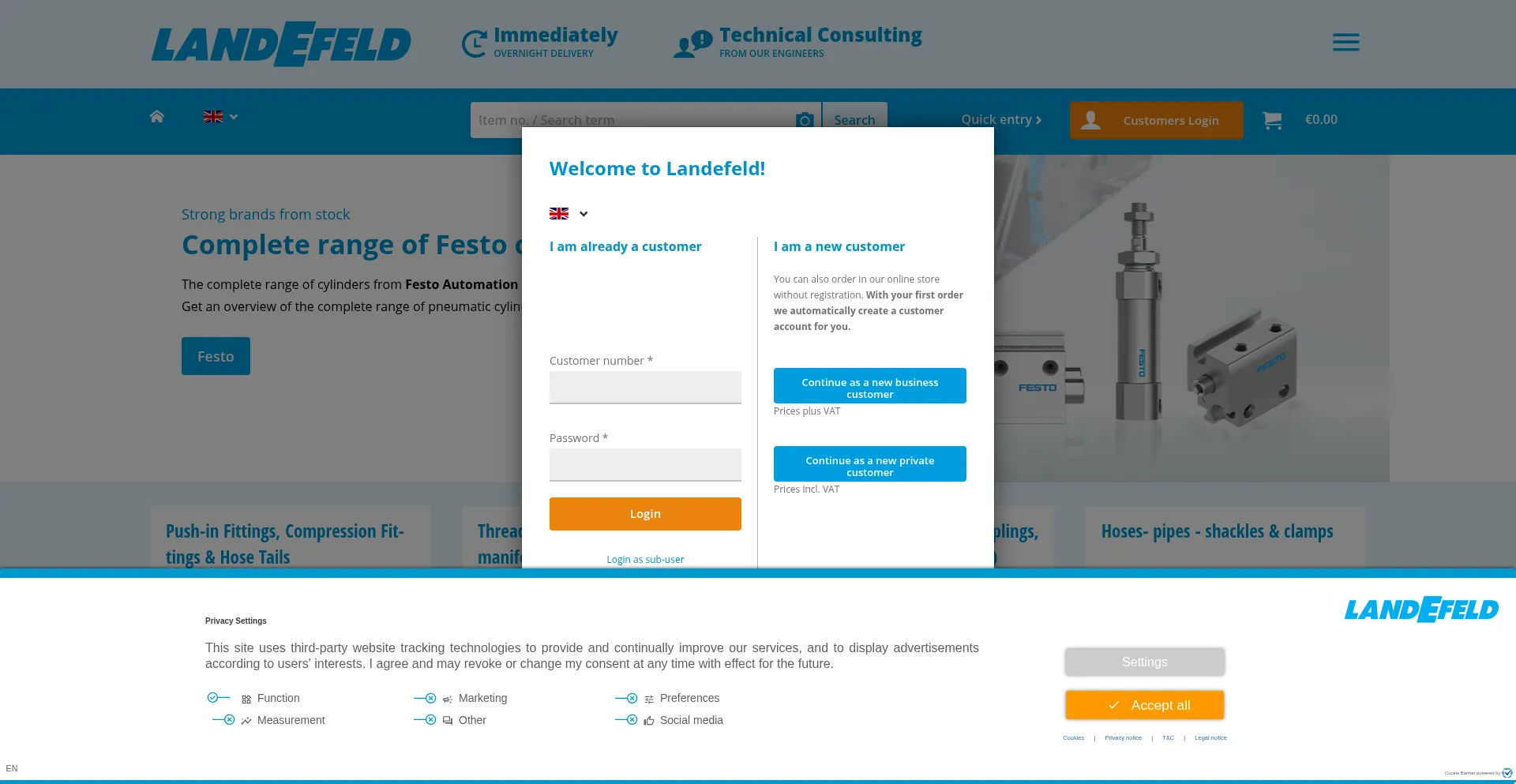 Website screenshot of Landefeld.com