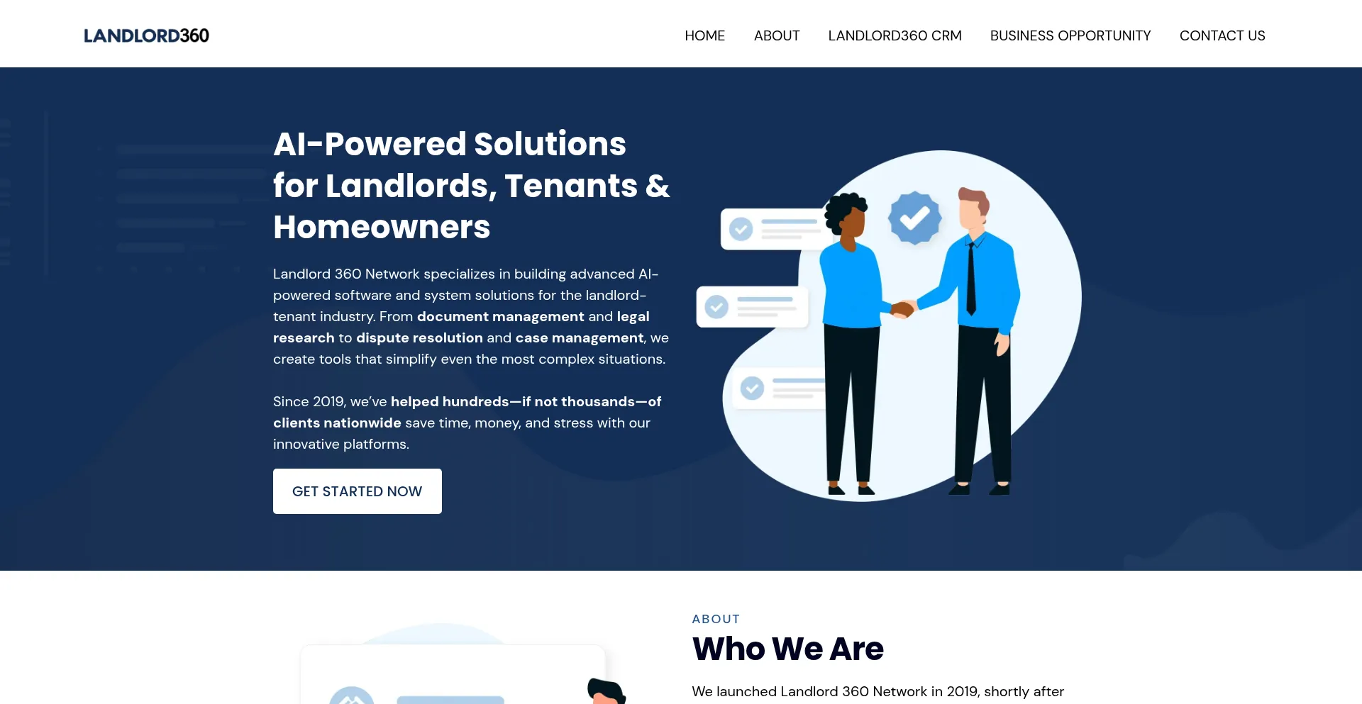 Website screenshot of Landlord360.net