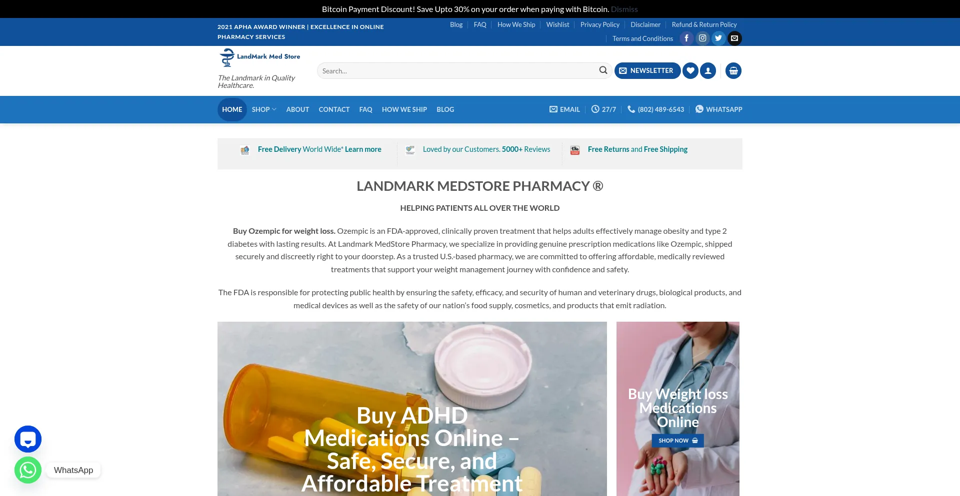 Website screenshot of Landmarkmedstore.com